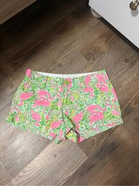 Lilly Pulitzer Neon Pink & Green Paisley Flamingo Shorts